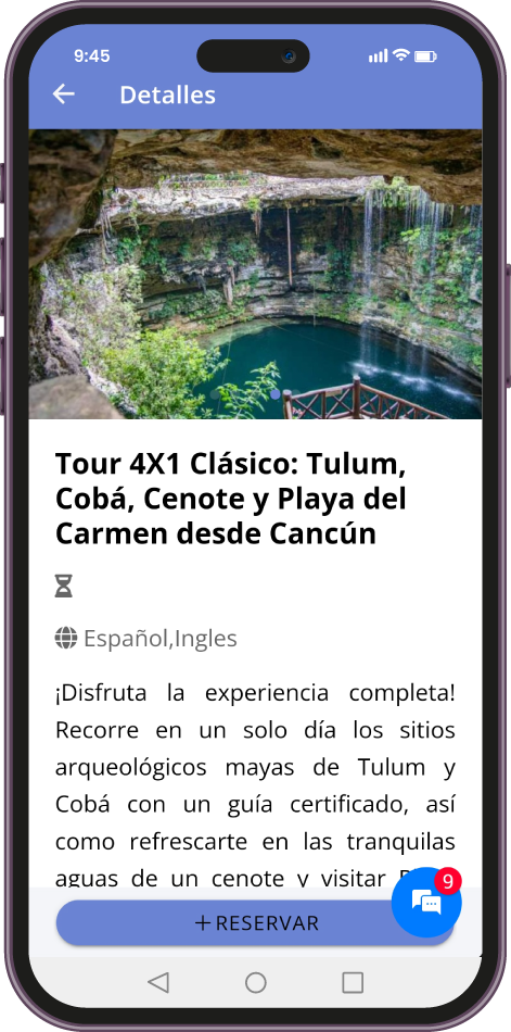 Mockup Detalle Tour App The Tour Agency